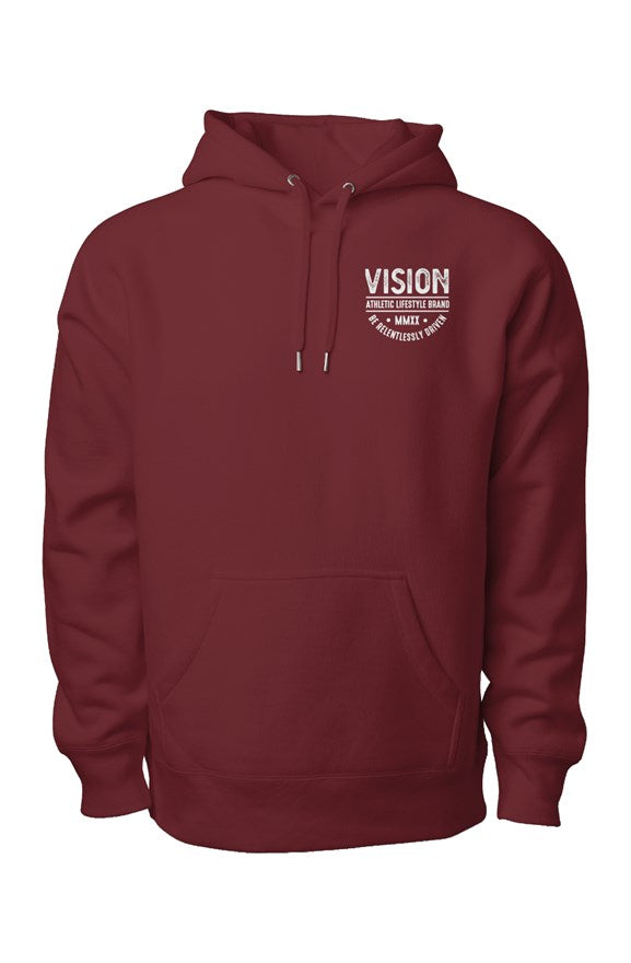 "Relentlessly Driven" Heavyweight Cross Grain Sweatshirt "Maroon" - V1SION Athletic Lifestyle
