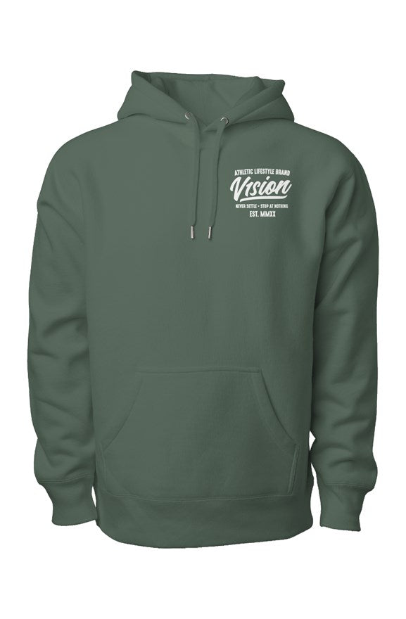 "Stop at Nothing" Heavyweight Cross Grain Hoodie "Alpine Green" - V1SION Athletic Lifestyle