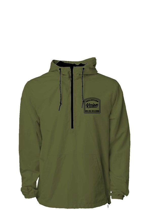 Lightweight Pullover Windbreaker "Military Green" - V1SION Athletic Lifestyle