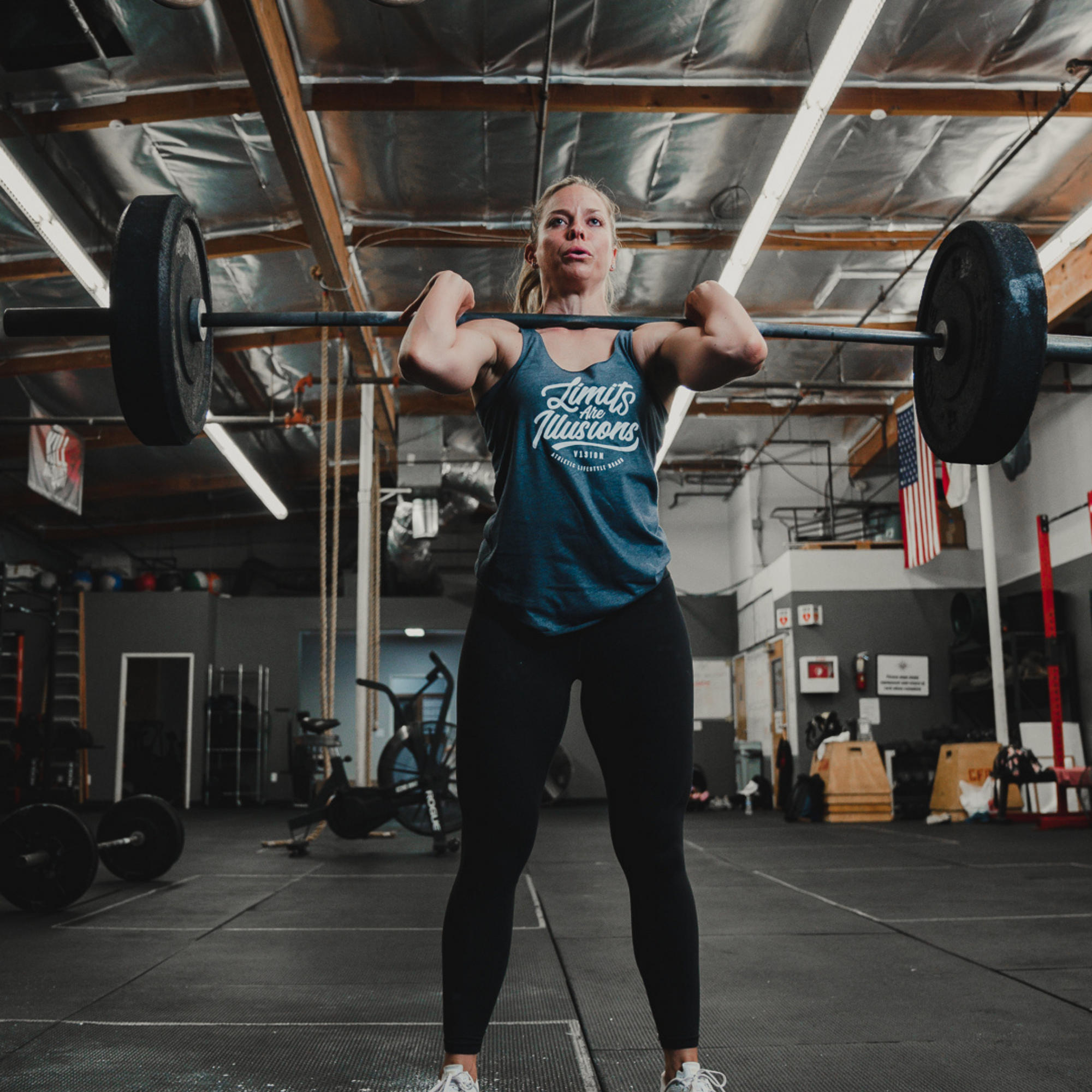 &quot;Limits are Illusions&quot; Women&#39;s Racerback - V1SION Athletic Lifestyle