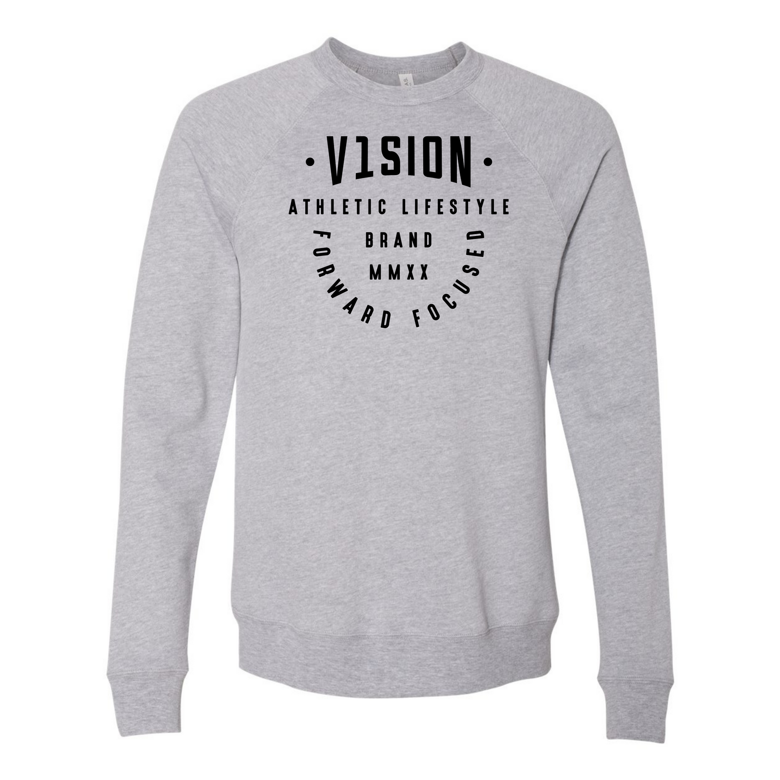 "Forward Focused" Lightweight Crewneck Sweatshirt "Athletic Heather" - V1SION Athletic Lifestyle