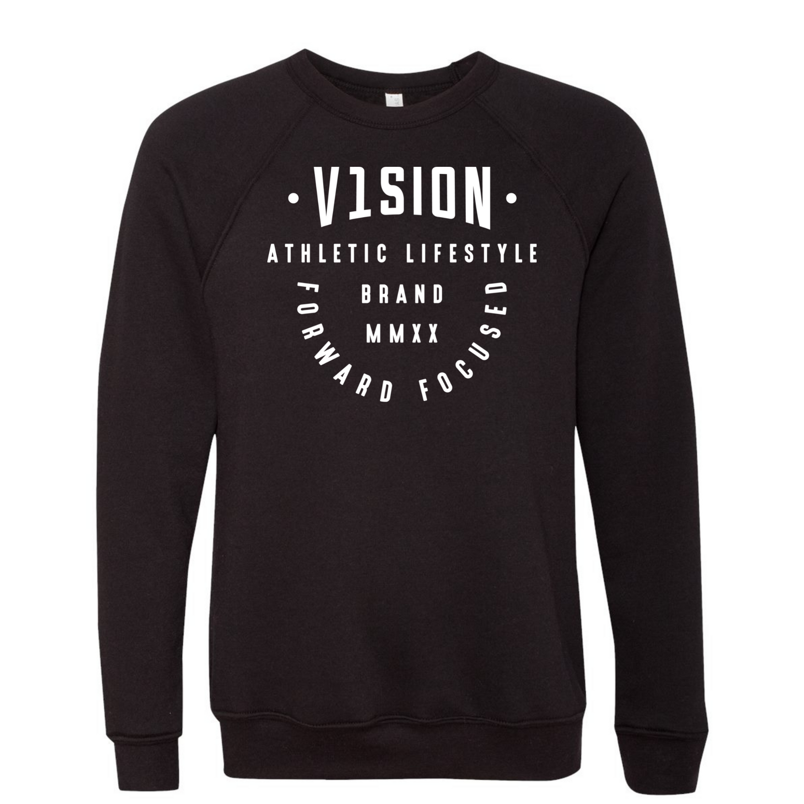 "Forward Focused" Lightweight Crewneck Sweatshirt "Black" - V1SION Athletic Lifestyle