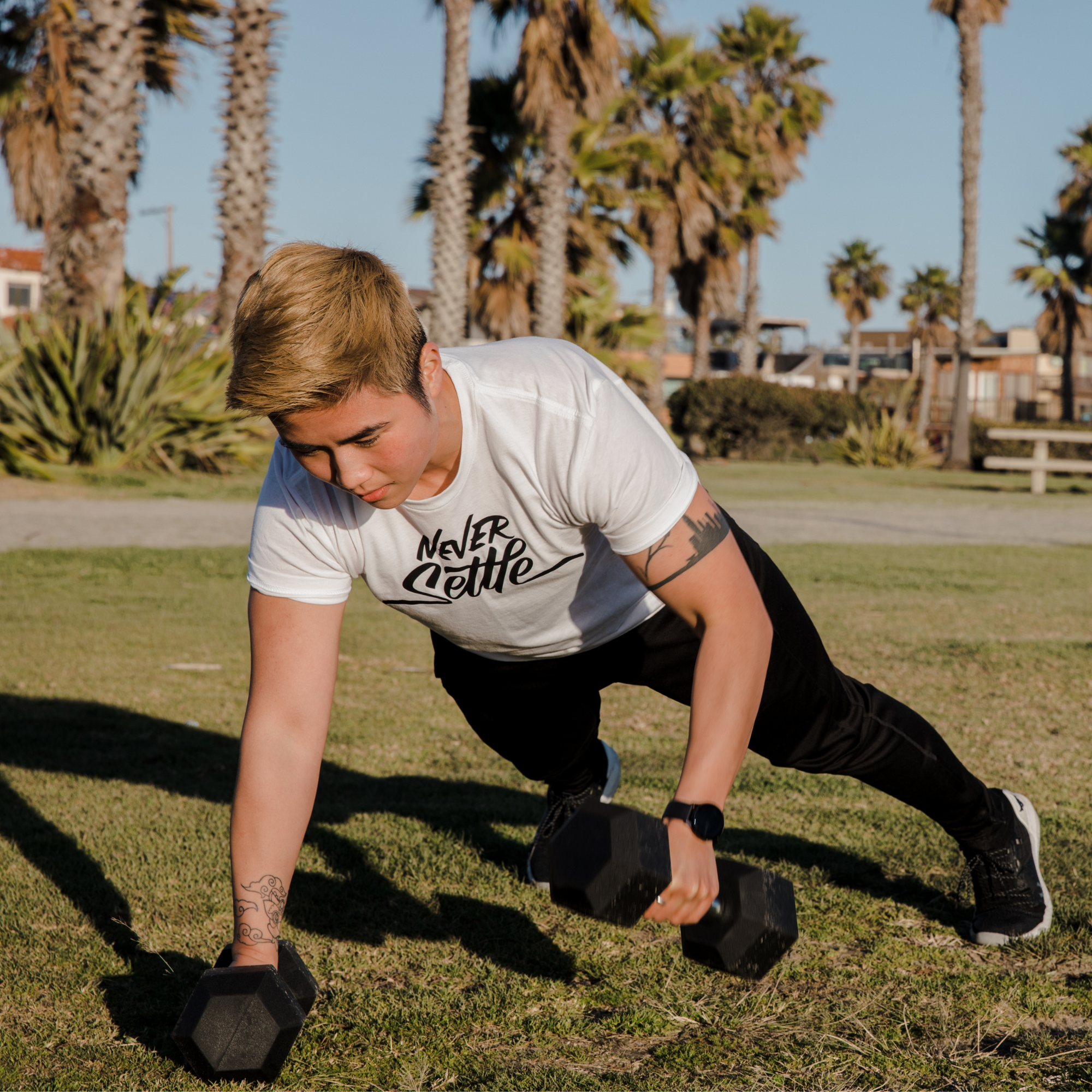 &quot;Never Settle&quot; Fitted Tee - V1SION Athletic Lifestyle