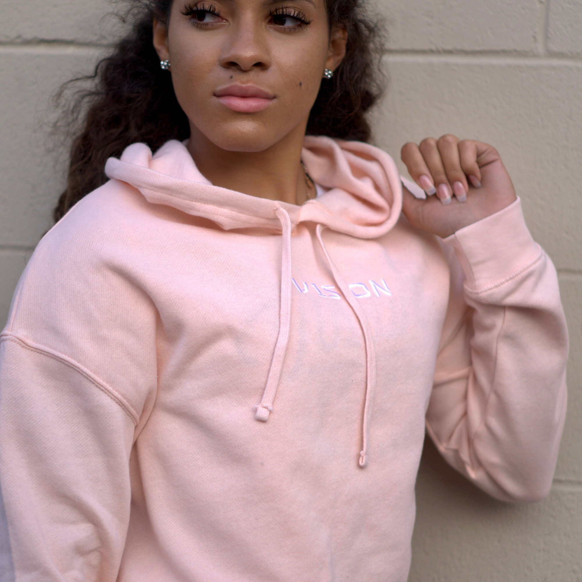 Signature V1SION Lightweight Cropped Hoodie &quot;Blush&quot; - V1SION Athletic Lifestyle